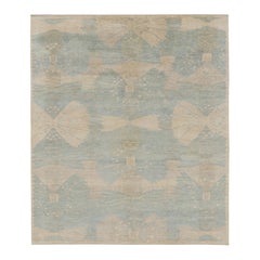 Rug & Kilim’s Modern Scandinavian Style Rug in Cream and Blue with Patterns