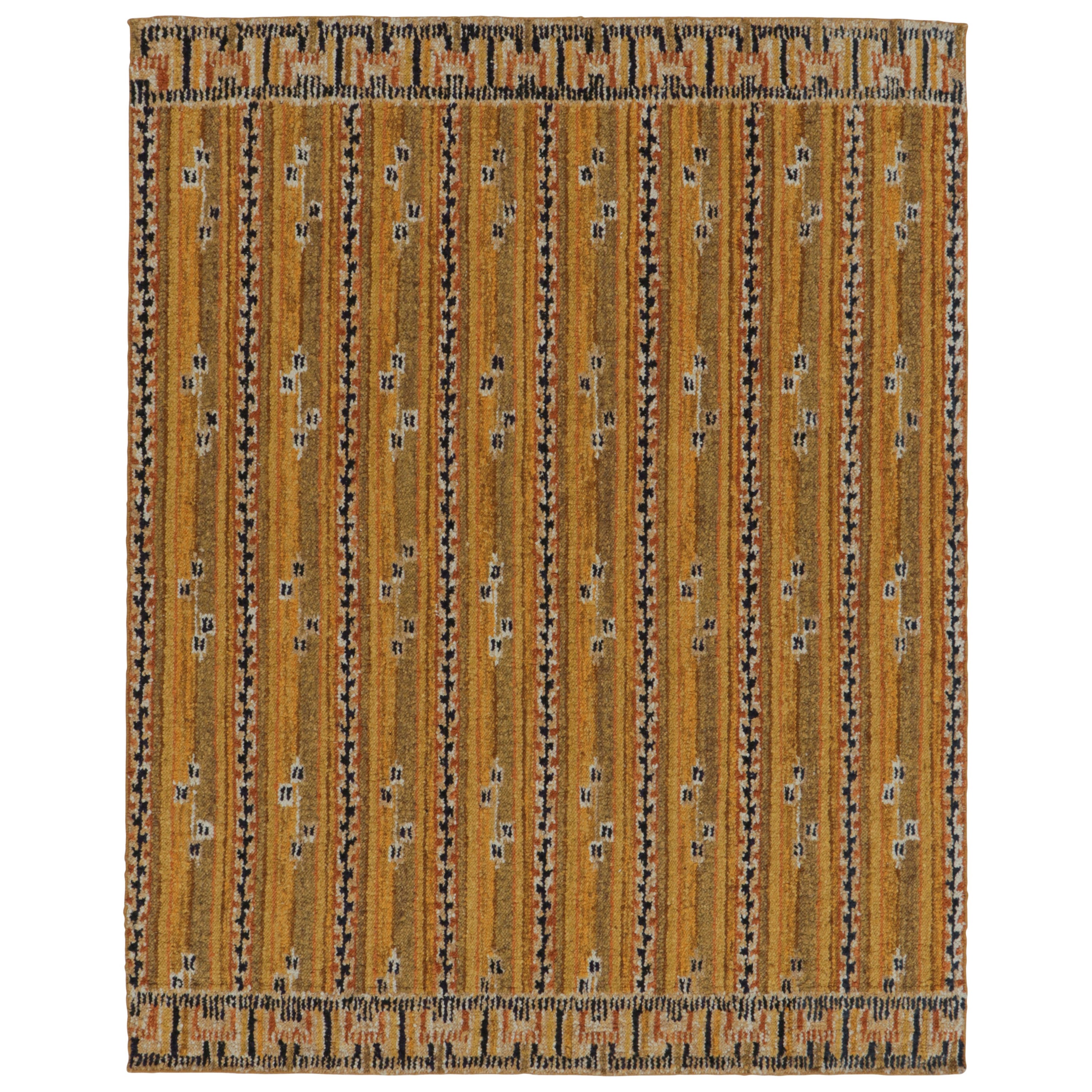 Rug 
Kilim
s Modern Scandinavian Style Rug "Marta Stripe" Design in Gold Tones (en anglais)