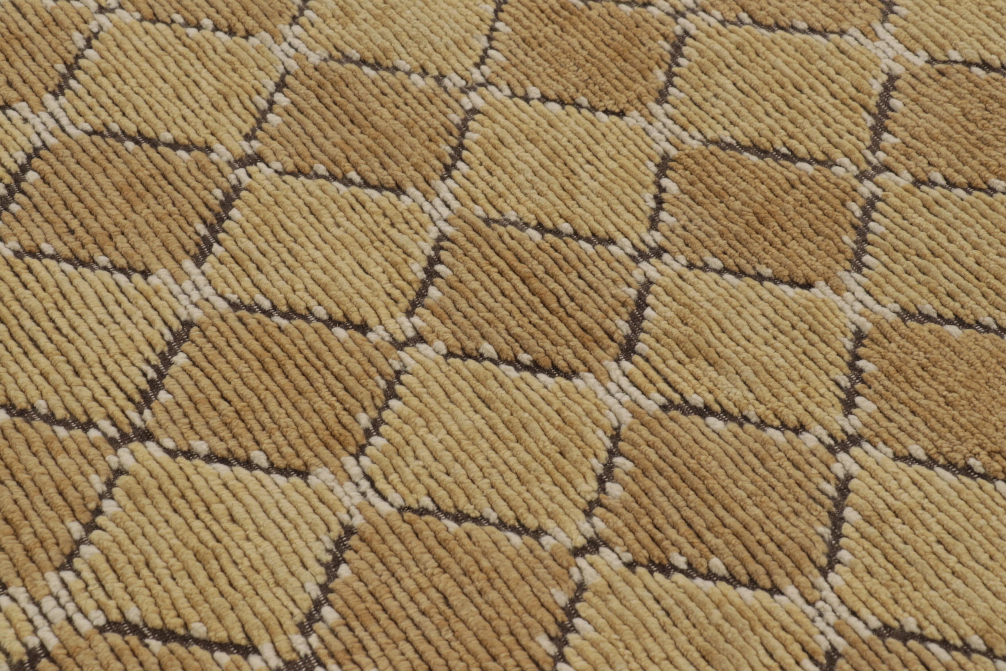 Dieser moderne Teppich im Format 9x12 aus handgeknüpfter Wolle ist eine aufregende neue Ergänzung der skandinavischen Teppichkollektion von Rug & Kilim - eine zeitgemäße Neuinterpretation des schwedischen Minimalismus und der Vintage-Teppiche und