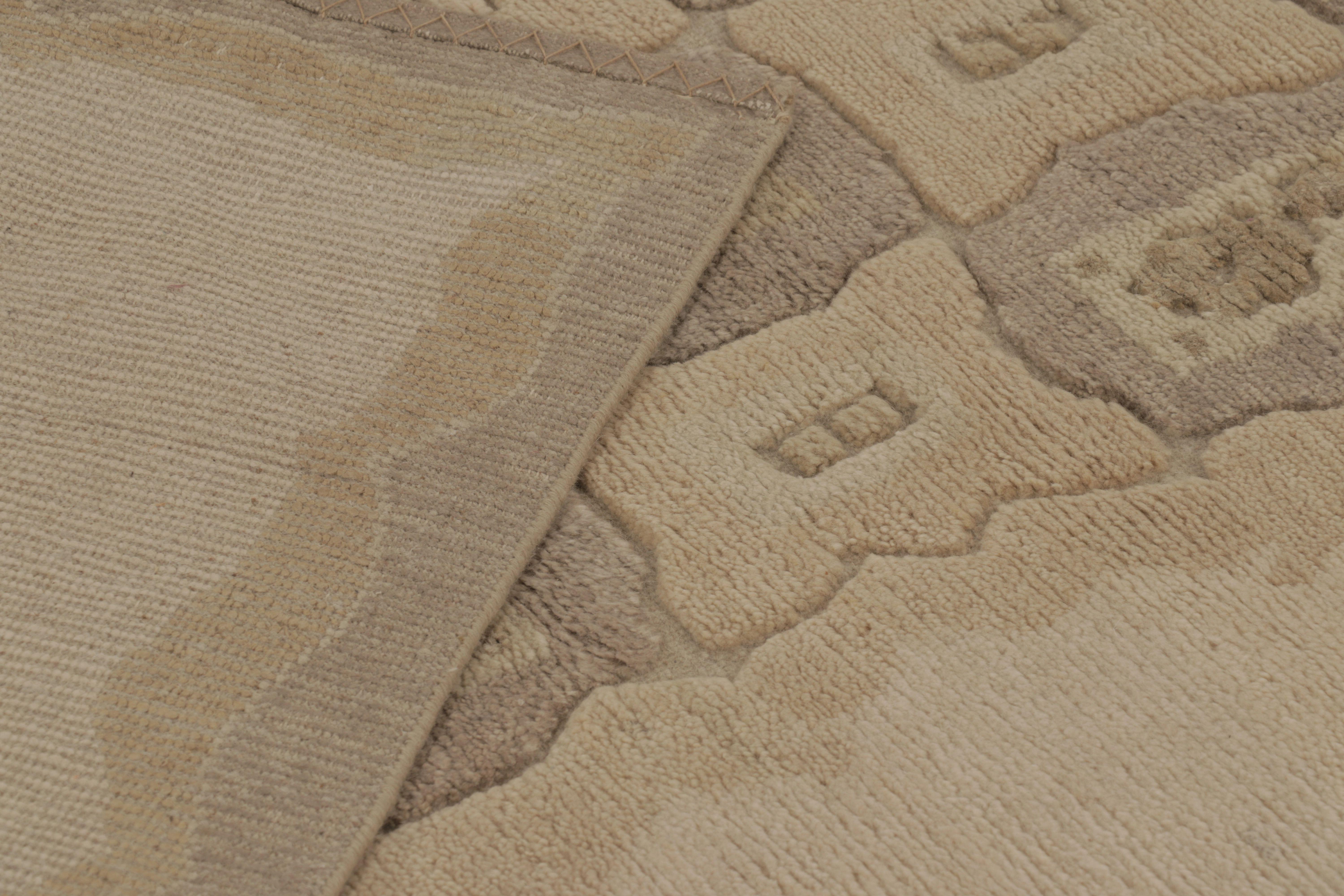 Rug & Kilim's Modern Scandinavian Style Teppich mit beige-braunen geometrischen Mustern im Angebot 2