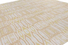 Rug & Kilim’s Modern Square Kilim with Beige, Gold, and White Ikats Pattern