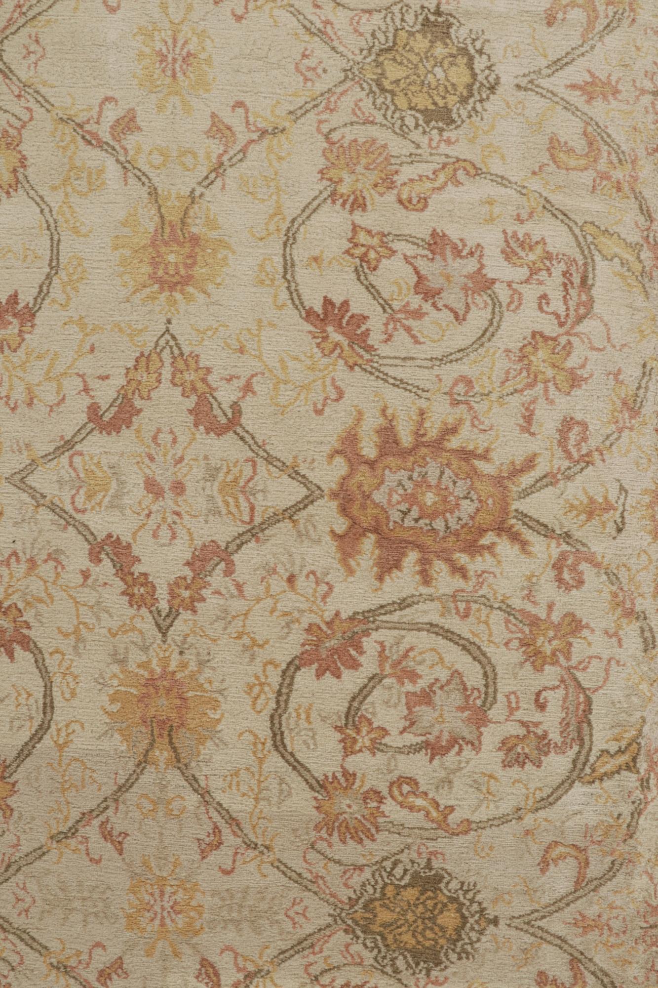 Contemporary Rug & Kilim’s Sultanabad style rug in Cream with Floral Patterns For Sale