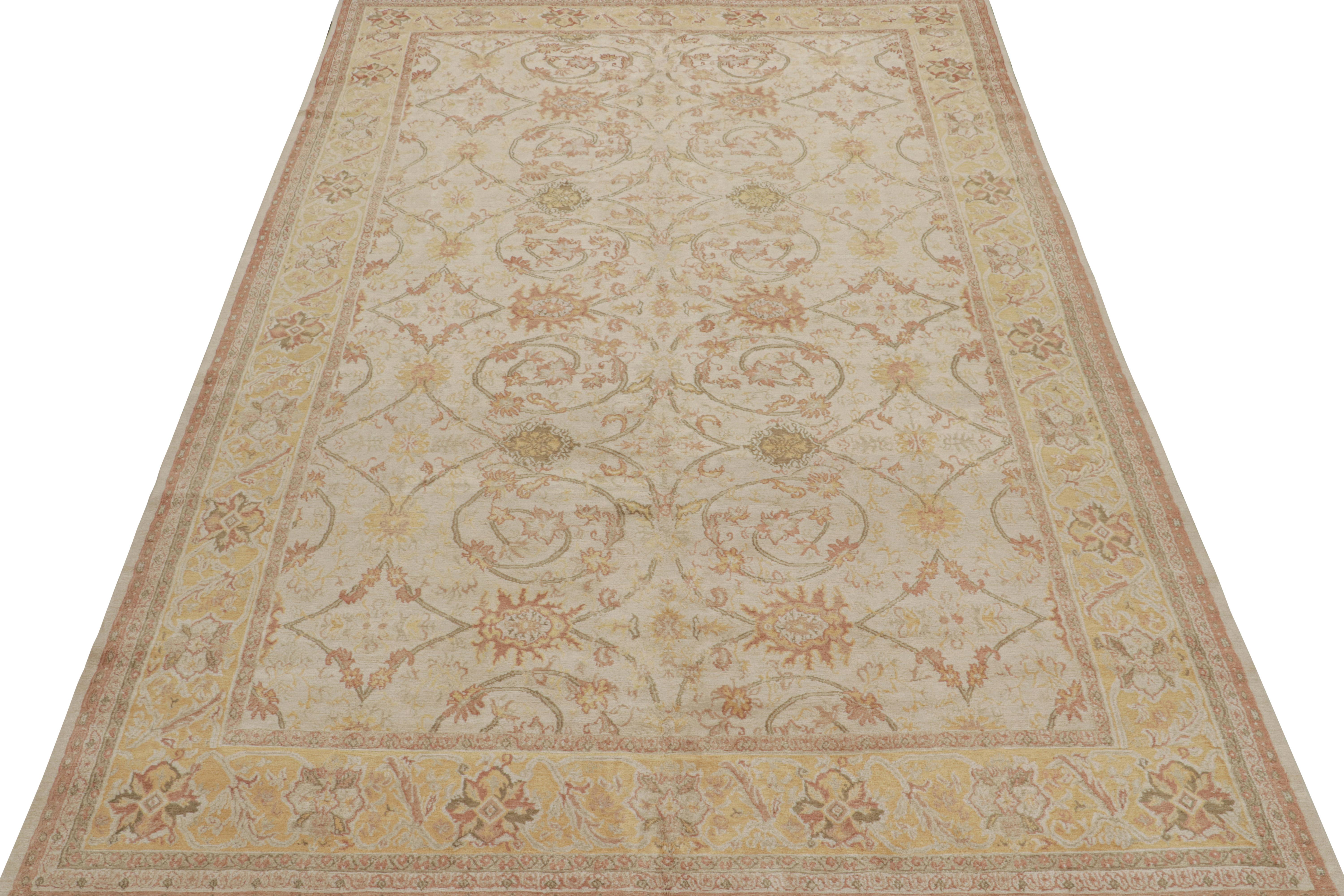 Hand-Knotted Rug & Kilim’s Sultanabad style rug in Cream with Floral Patterns For Sale
