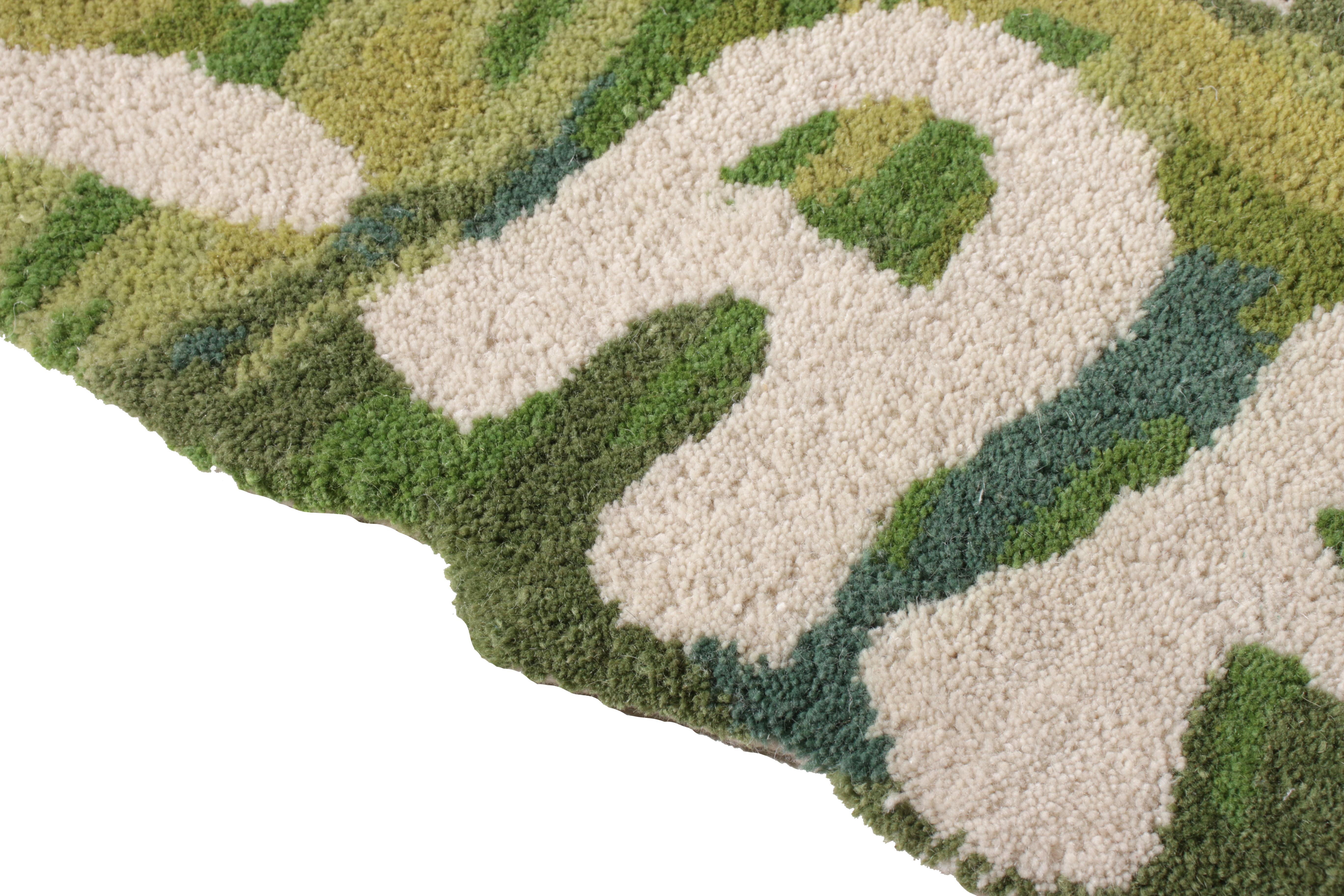 Indien Tapis et tapis texturé moderne Kilims, tapis à fleurs vertes et blanches en vente
