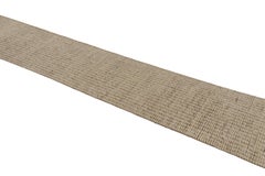 Rug & Kilim’s Modern Textural Extra-Long Runner in Beige-Brown Geometric Stripes