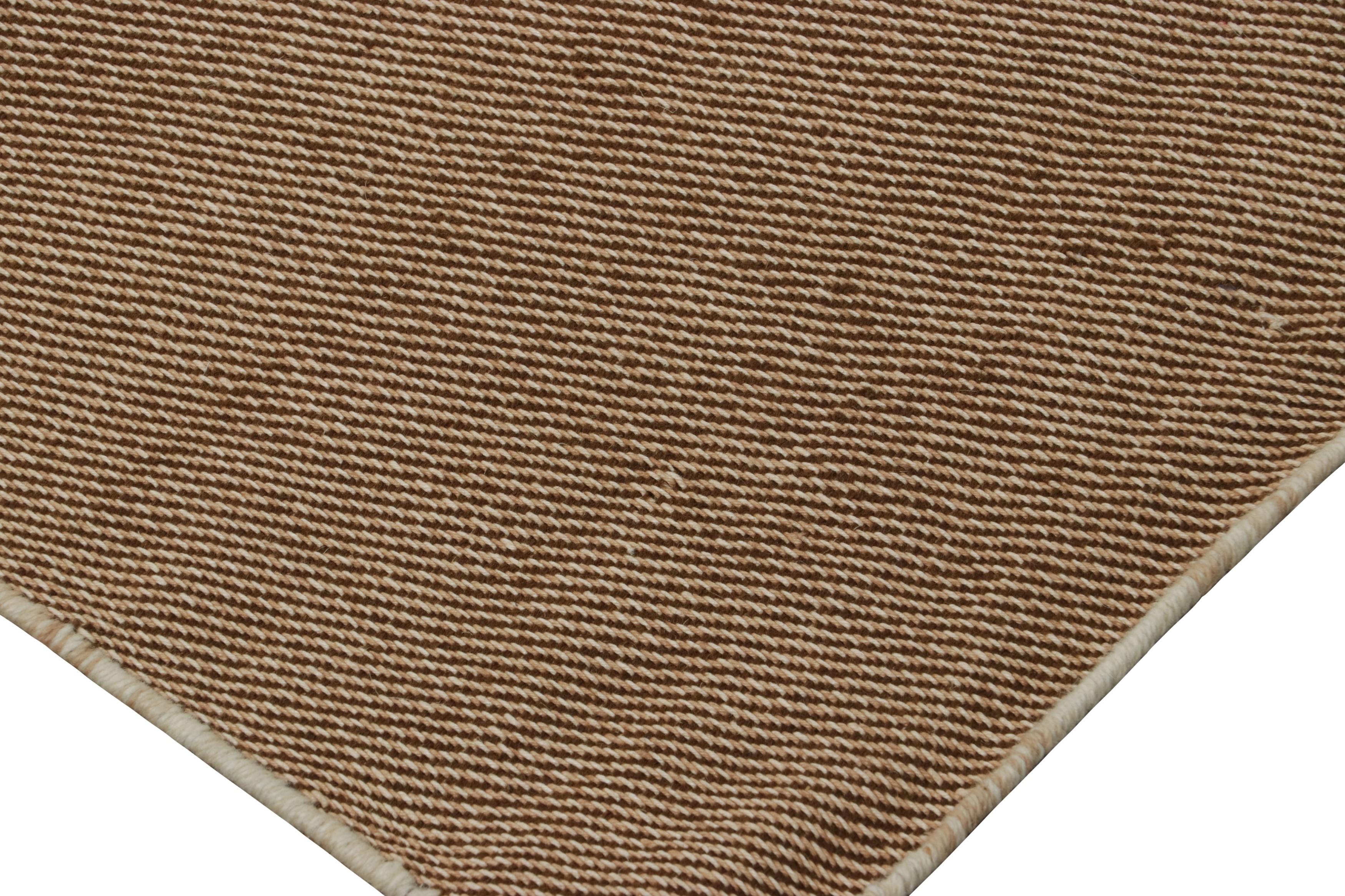 Contemporary Rug & Kilim’s Modern Textural Extra-Long Runner Rug in Beige-Brown & Cream Tones For Sale