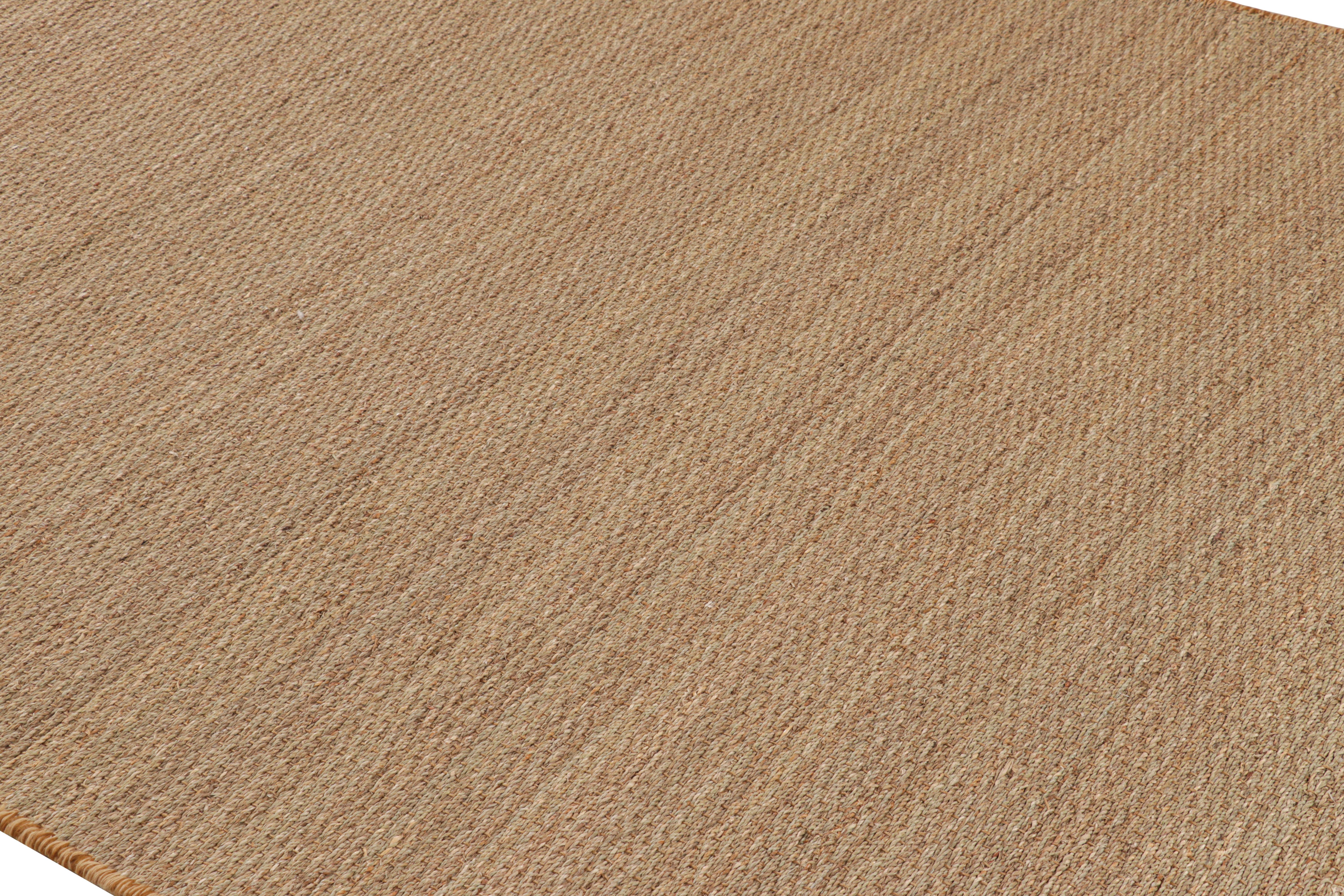 American Rug & Kilim’s Modern Textural Flatweave Rug in Beige-Brown Stripes and Striae For Sale