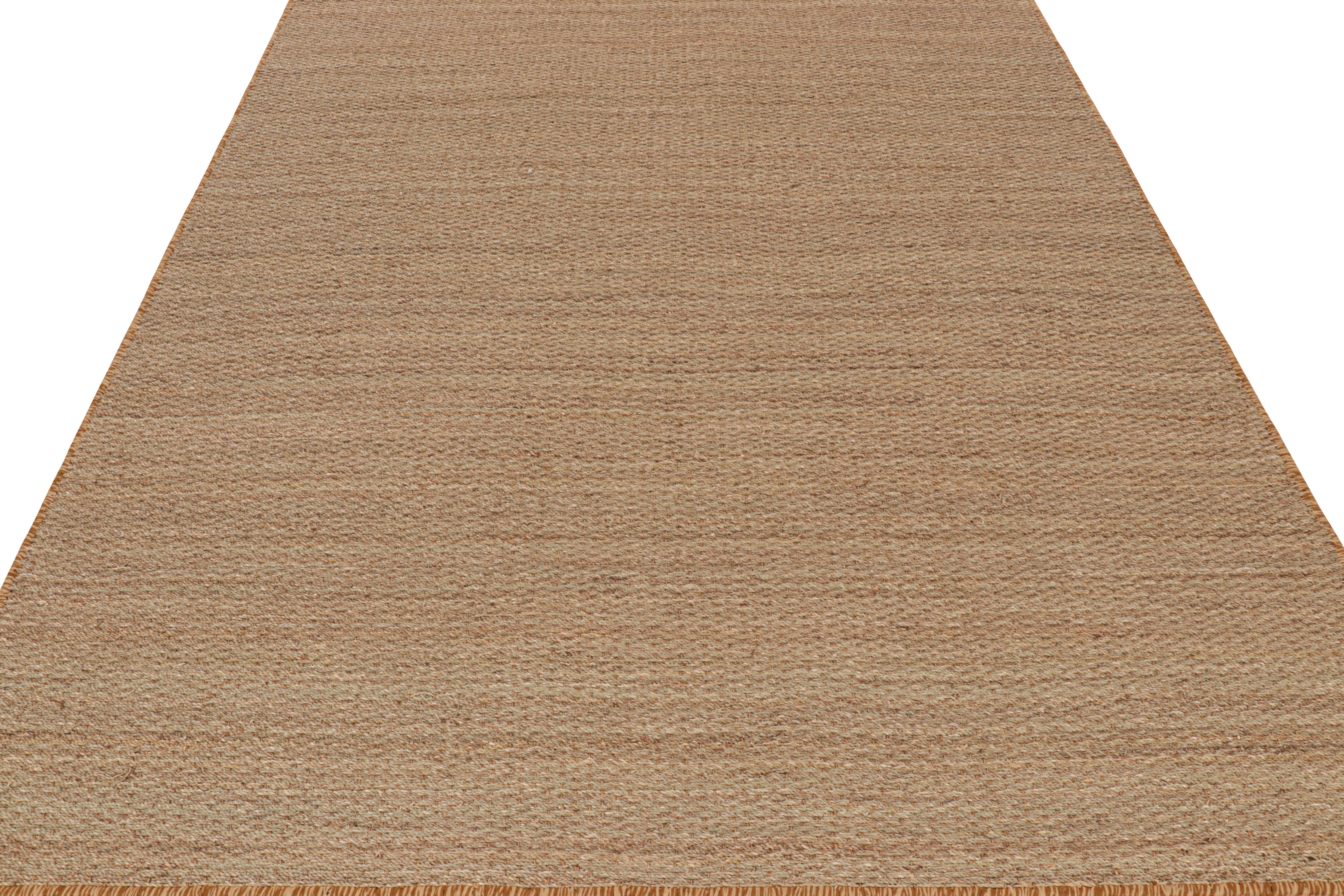 Rug & Kilim’s Modern Textural Flatweave Rug in Beige-Brown Stripes and Striae In New Condition For Sale In Long Island City, NY