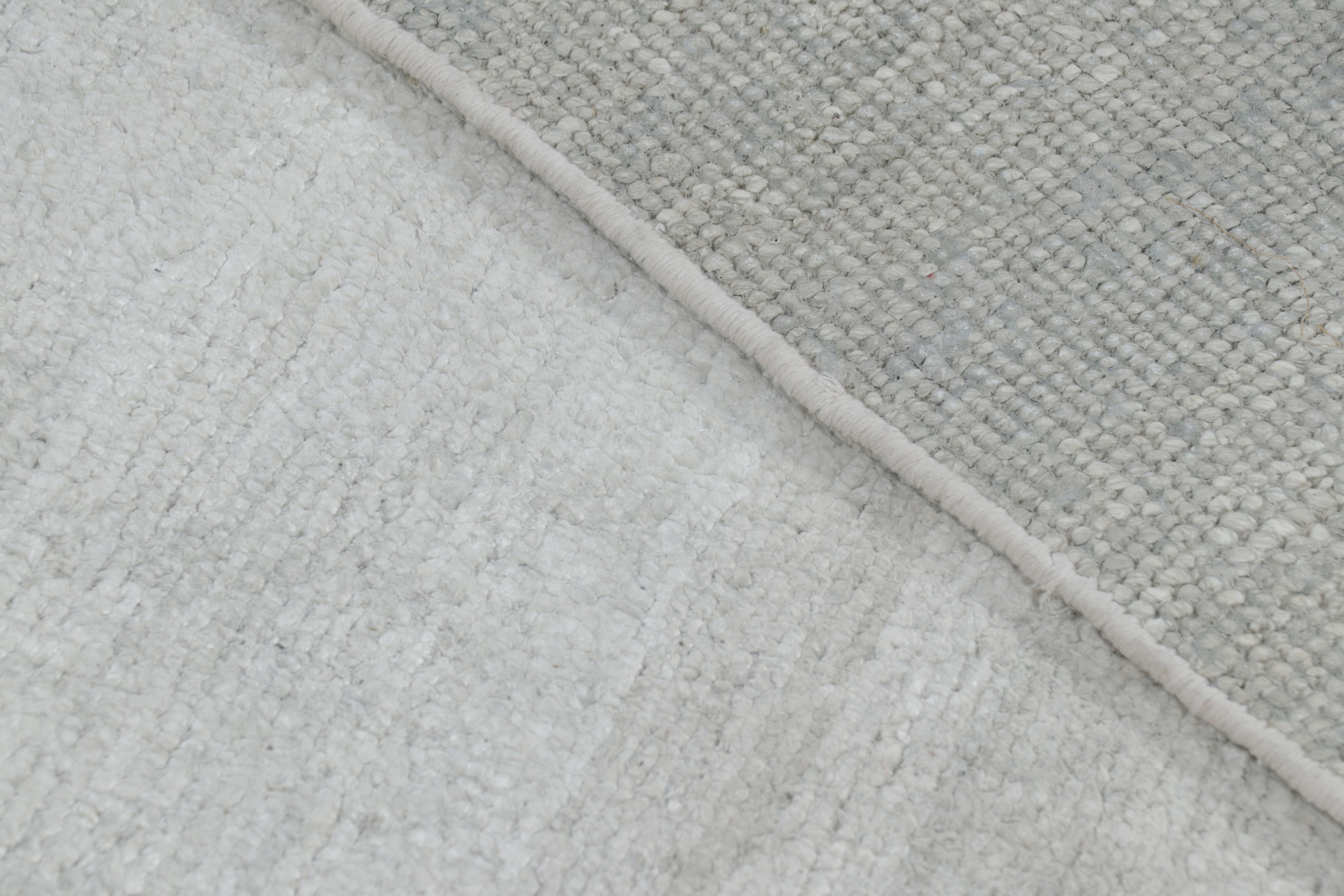 Silk Rug & Kilim’s Modern Textural Gallery Runner in Beige-Cream Stripes and Striae For Sale