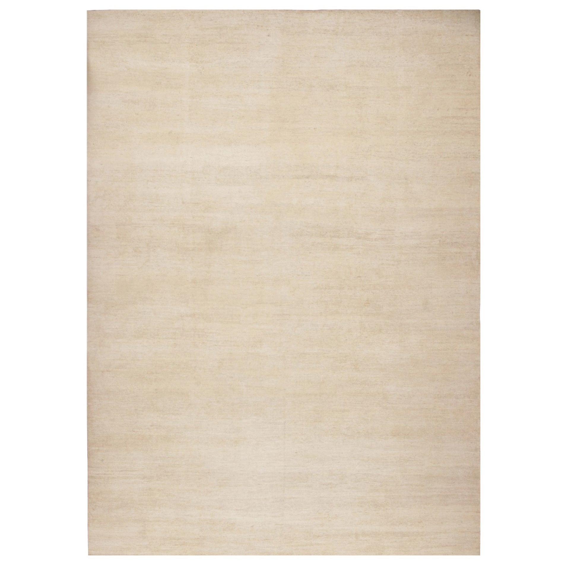 Rug & Kilim's Modern Textural Oversized Rug With Striae of Beige