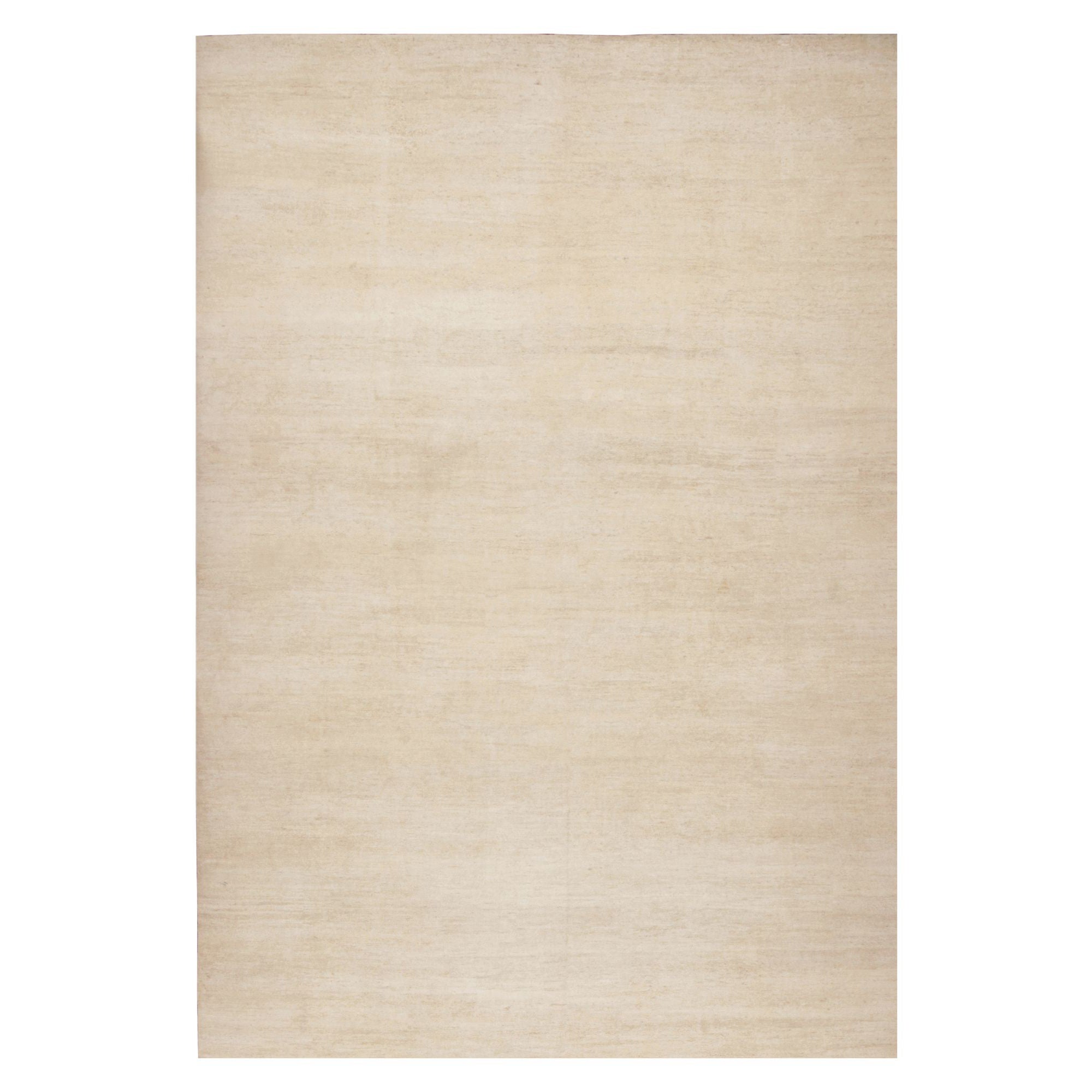 Rug & Kilim's Modern Textural Oversized Rug With Striae of Beige