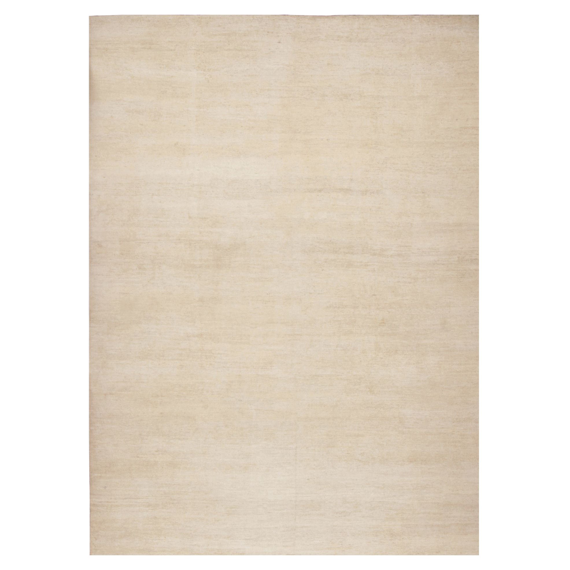 Rug & Kilim's Modern Textural Oversized Rug With Striae of Beige