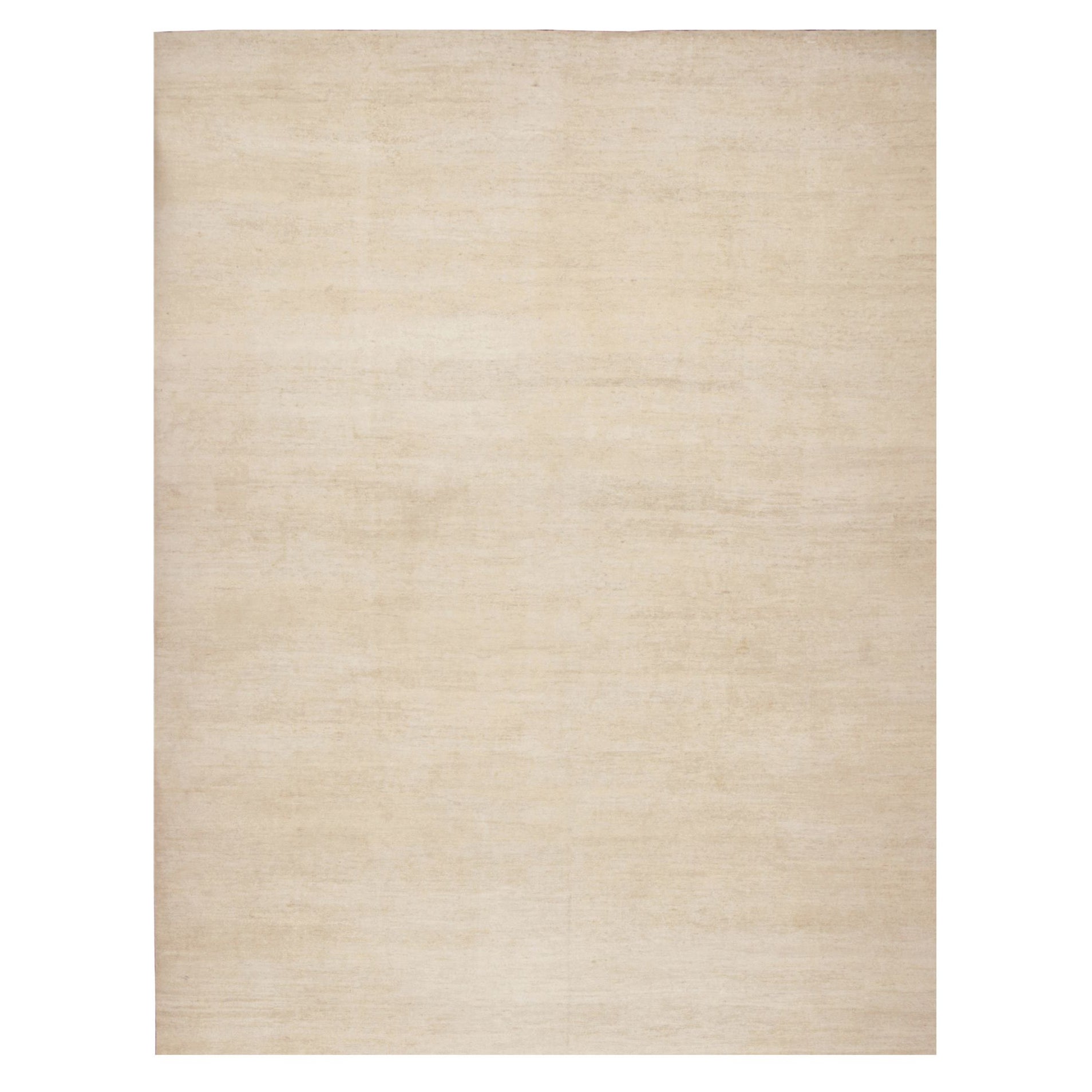 Rug & Kilim's Modern Textural Oversized Rug With Striae of Beige