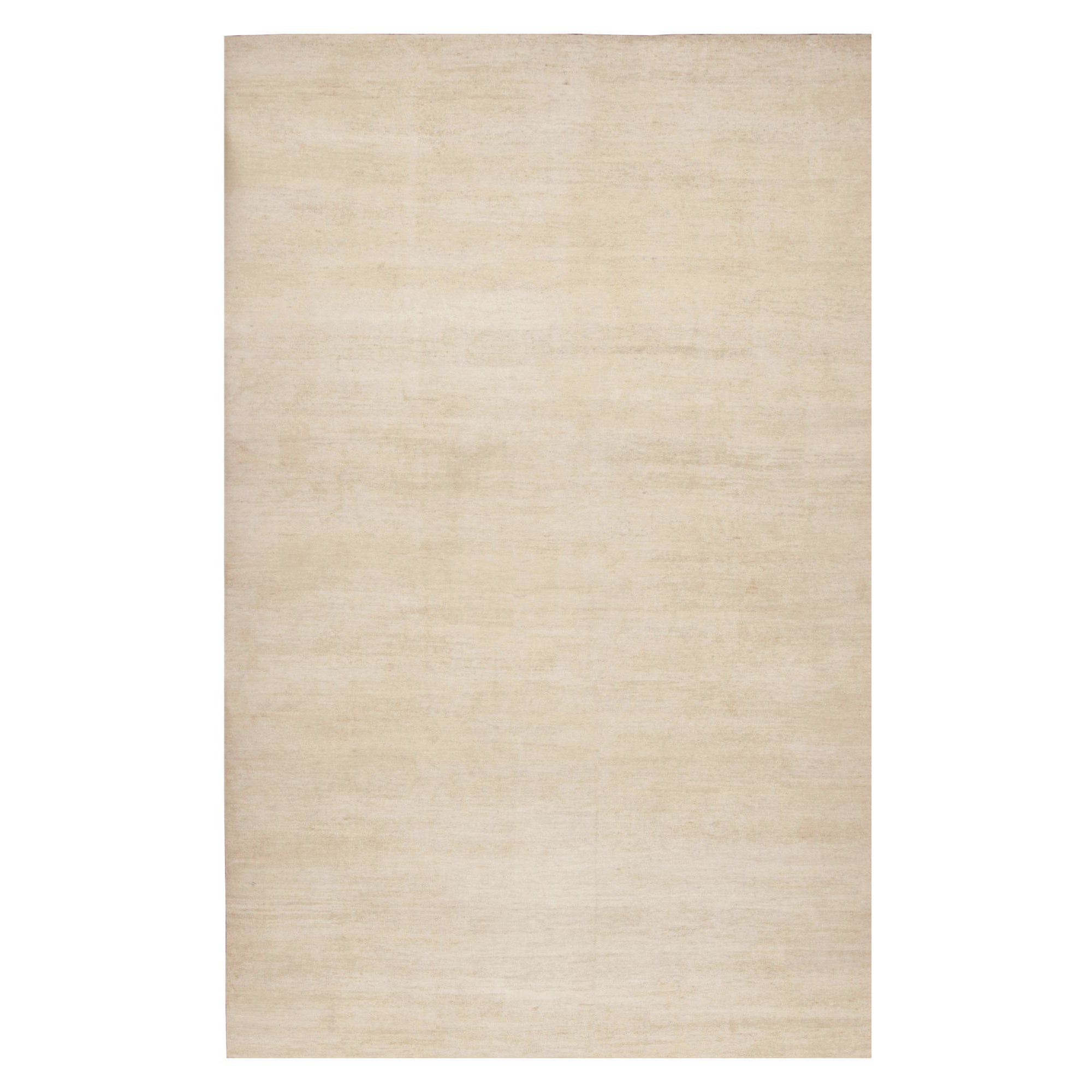 Rug & Kilim's Modern Textural Oversized Rug With Striae of Beige