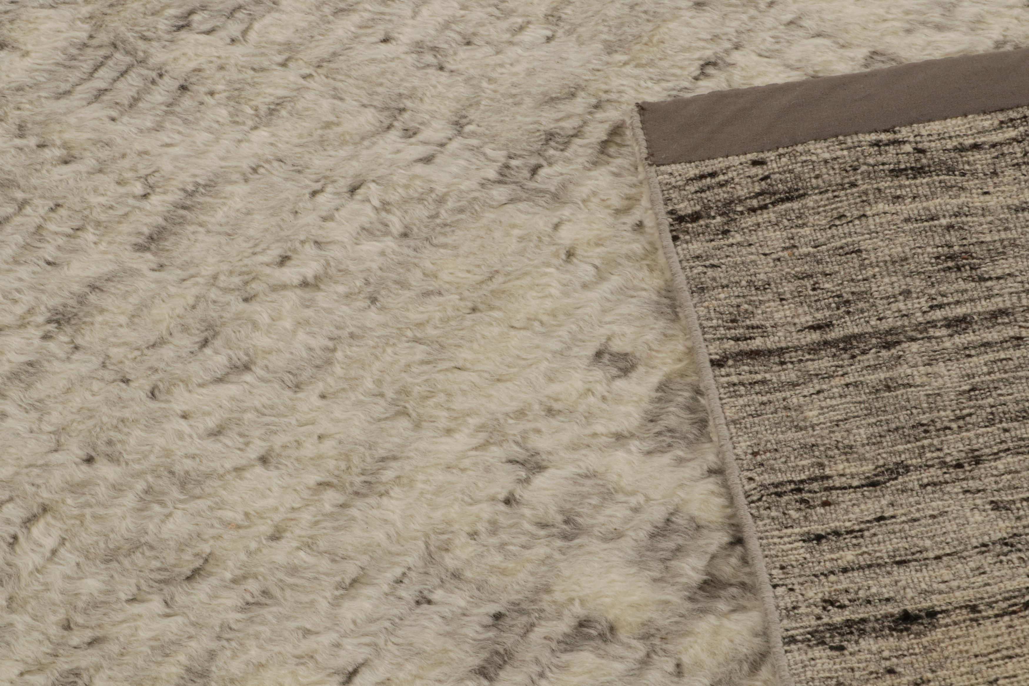 Wool Rug & Kilim’s Modern Textural Rug in Beige and Brown Salt and Pepper Tones For Sale