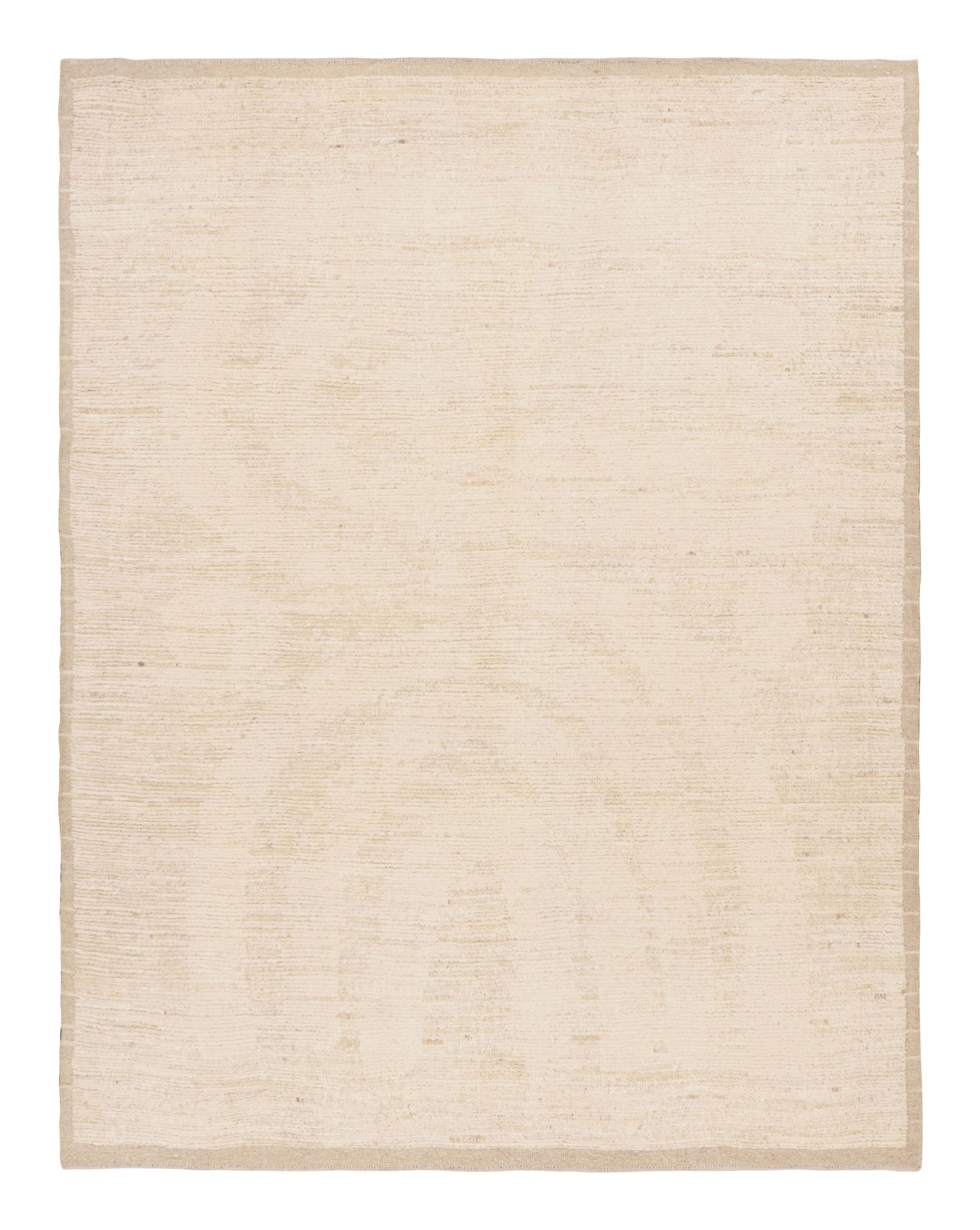 This 8x10 textural rug by Rug & Kilim has been handwoven and hand-knotted in wool together in a marriage of pile and flatweave—one of many subtle elements to our design philosophy in plain rugs that “simple” never means “ordinary”. 

On the Design: