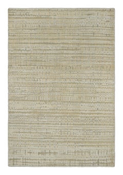 Rug & Kilim's Modern Textural Rug in Beige and Cream with Silver Stripes