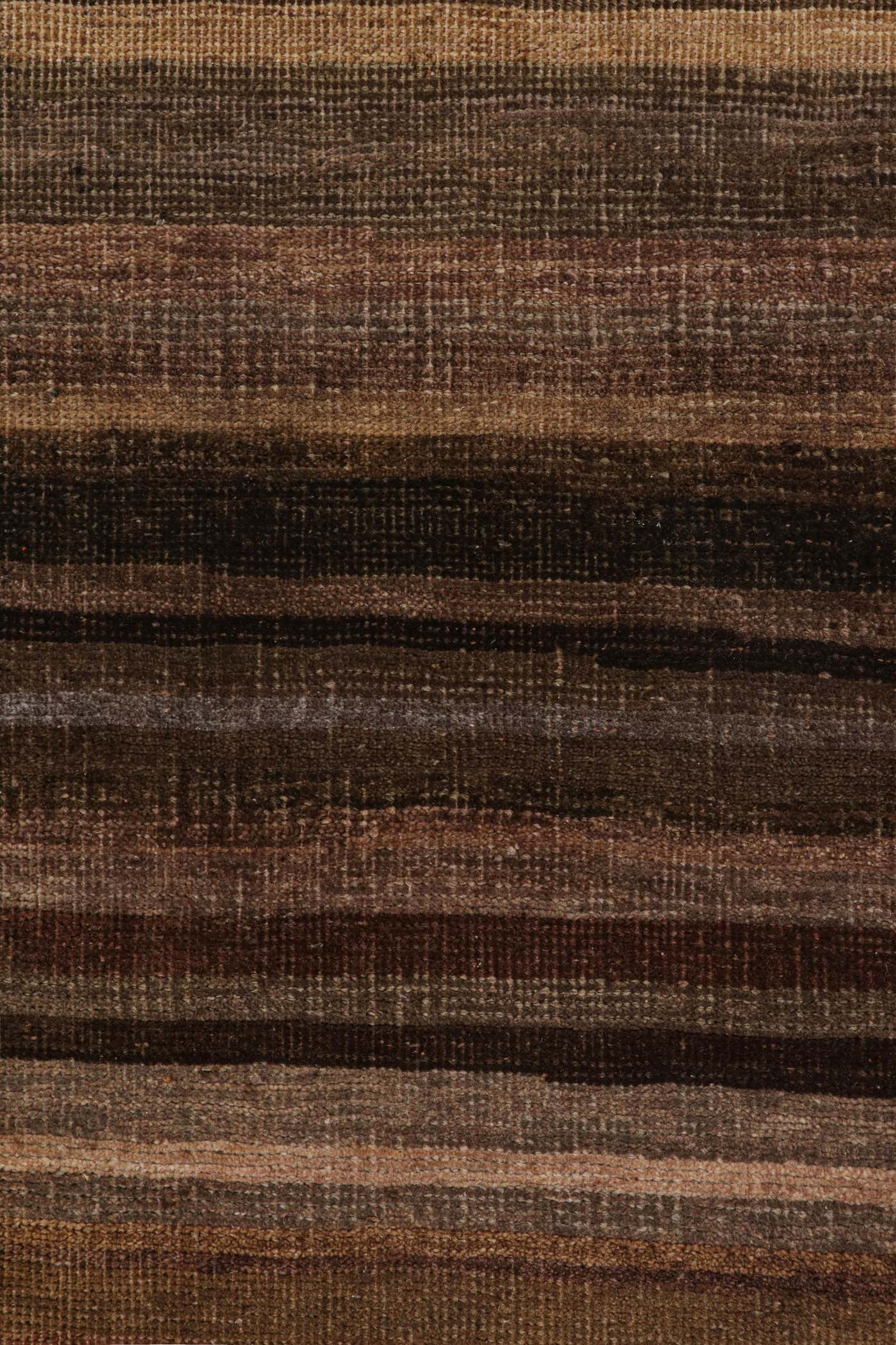Rug and Kilim’s Modern Textural Rug in Beige-Brown and Umber Stripes ...