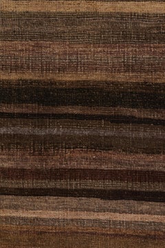Rug & Kilim: Tappeto moderno a righe e strisce beige-marrone e umbro