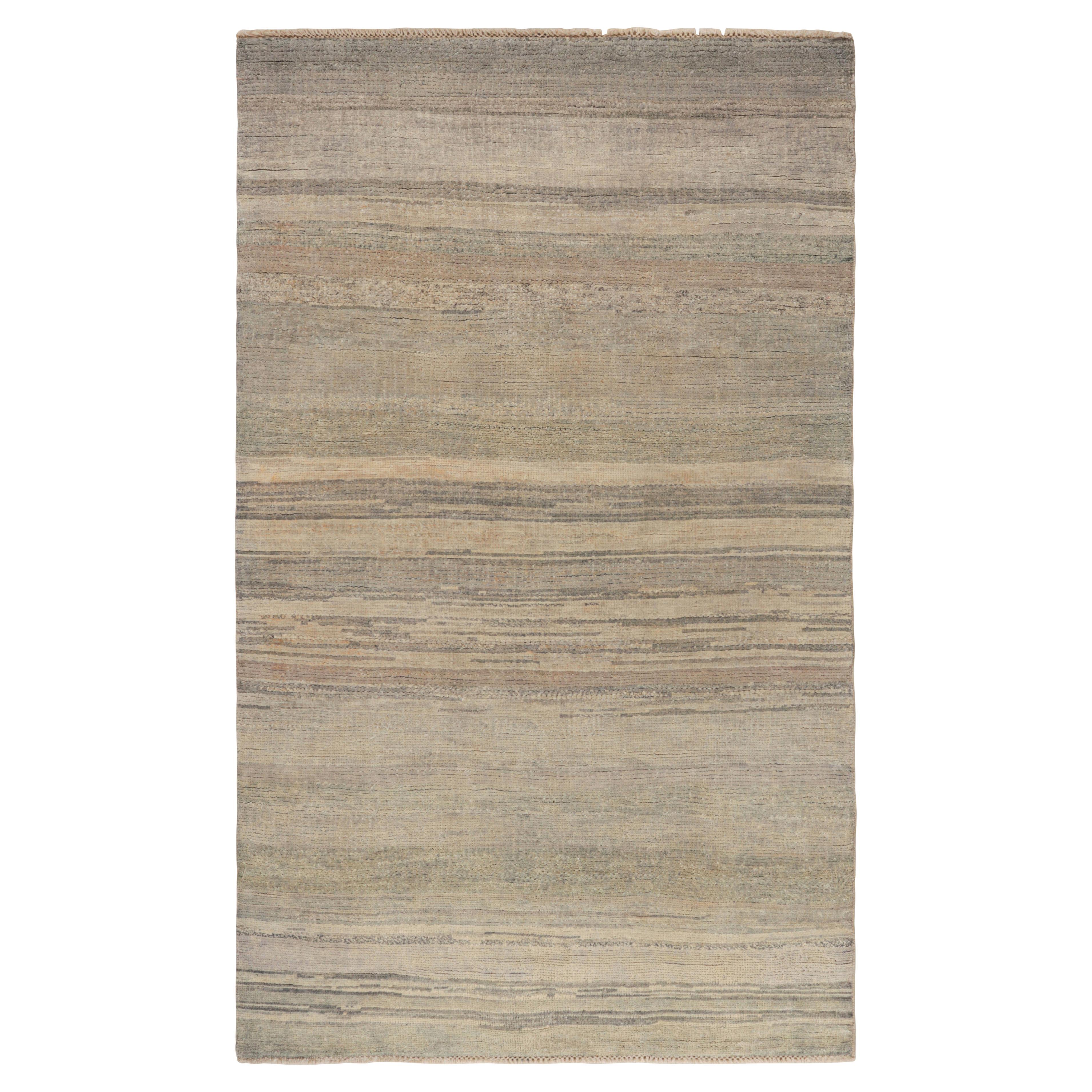 Rug & Kilim: Tappeto moderno a righe e strisce geometriche beige-marrone