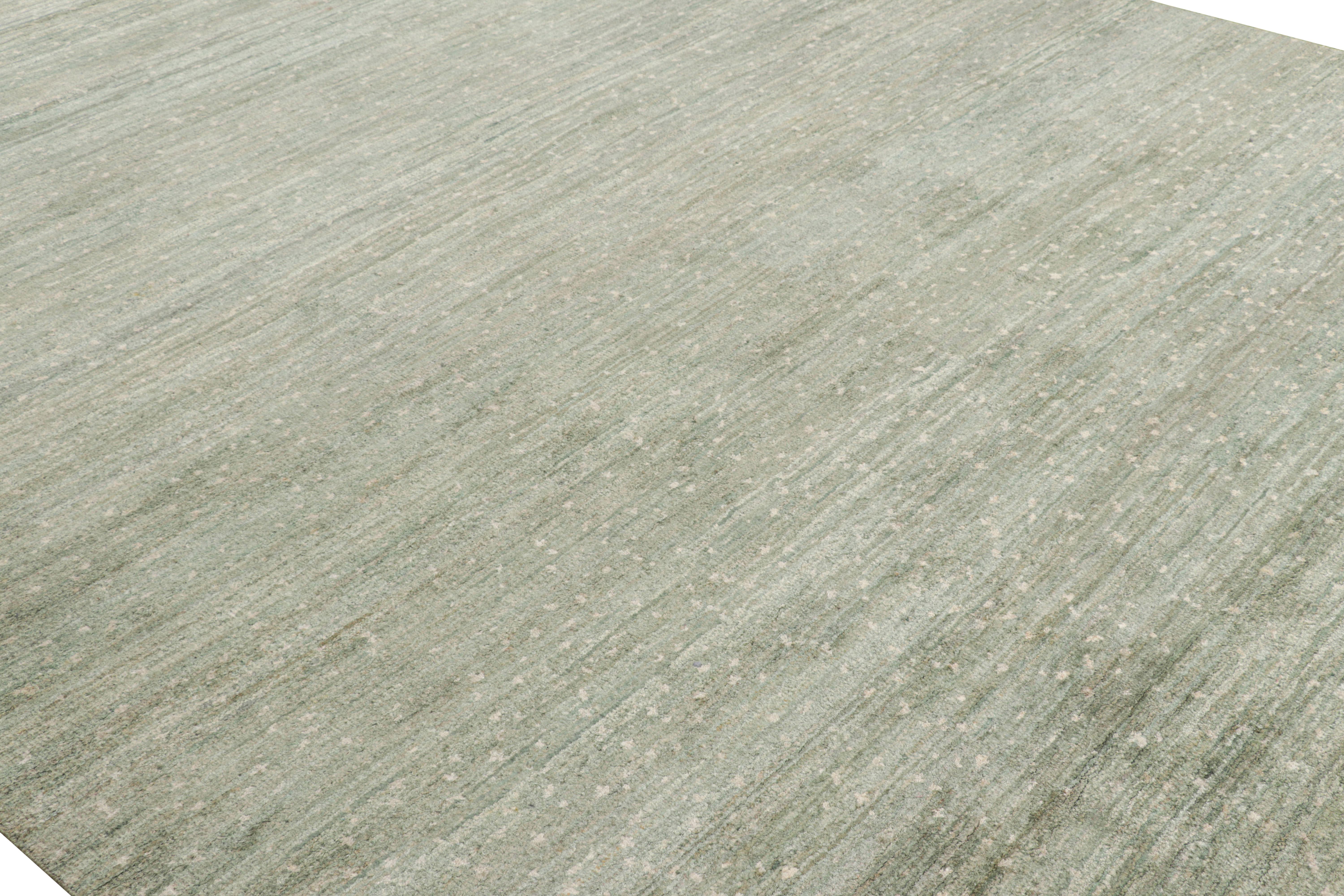 Indian Rug & Kilim’s Modern Textural Rug in Blue and Beige Geometric Stripes and Striae For Sale