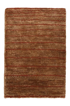 Rug & Kilim's Modern Textural Rug in Brown and Red with Striped Design