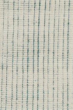 Rug & Kilim's Moderner Strukturteppich in Creme und Blau mit gerippten Streifen