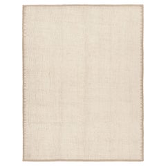 Rug & Kilim’s Modern Textural Rug in Cream & Brown with Ribbed Stripes