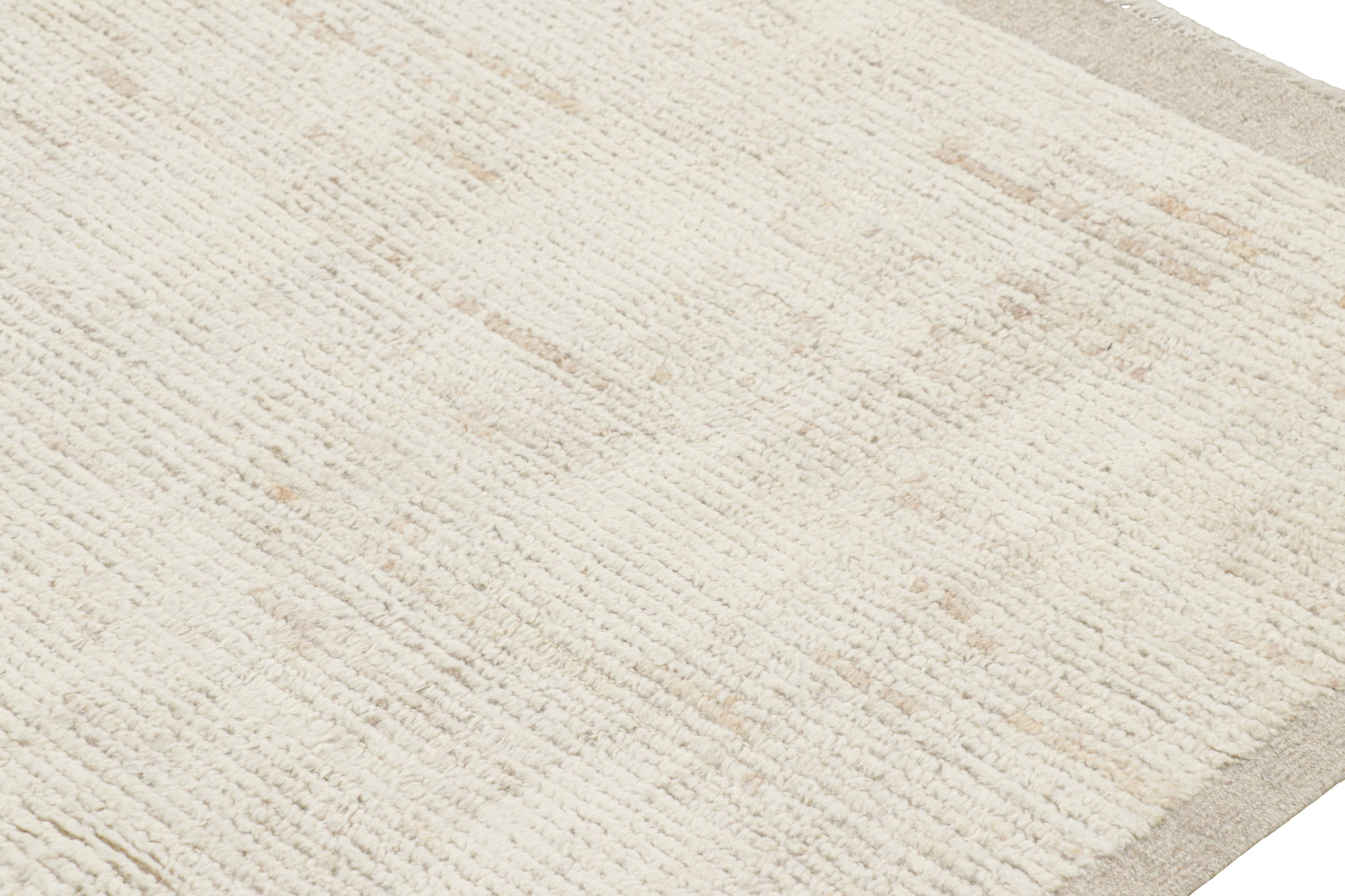 Rug & Kilim's Moderner Strukturteppich in Cremeweiß mit Rippenmustern (Wolle) im Angebot
