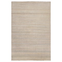 Rug
Kilim
s moderner Strukturteppich in cremefarbenem Beige und hellblauen Streifen