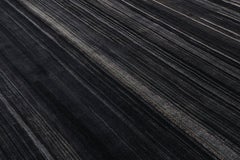 Rug & Kilim’s Modern Textural Rug in Dark Blue and Grisailles Stripes and Striae