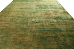 Rug & Kilim’s Modern Textural Rug in Green, Yellow Solid-Stripe Pattern