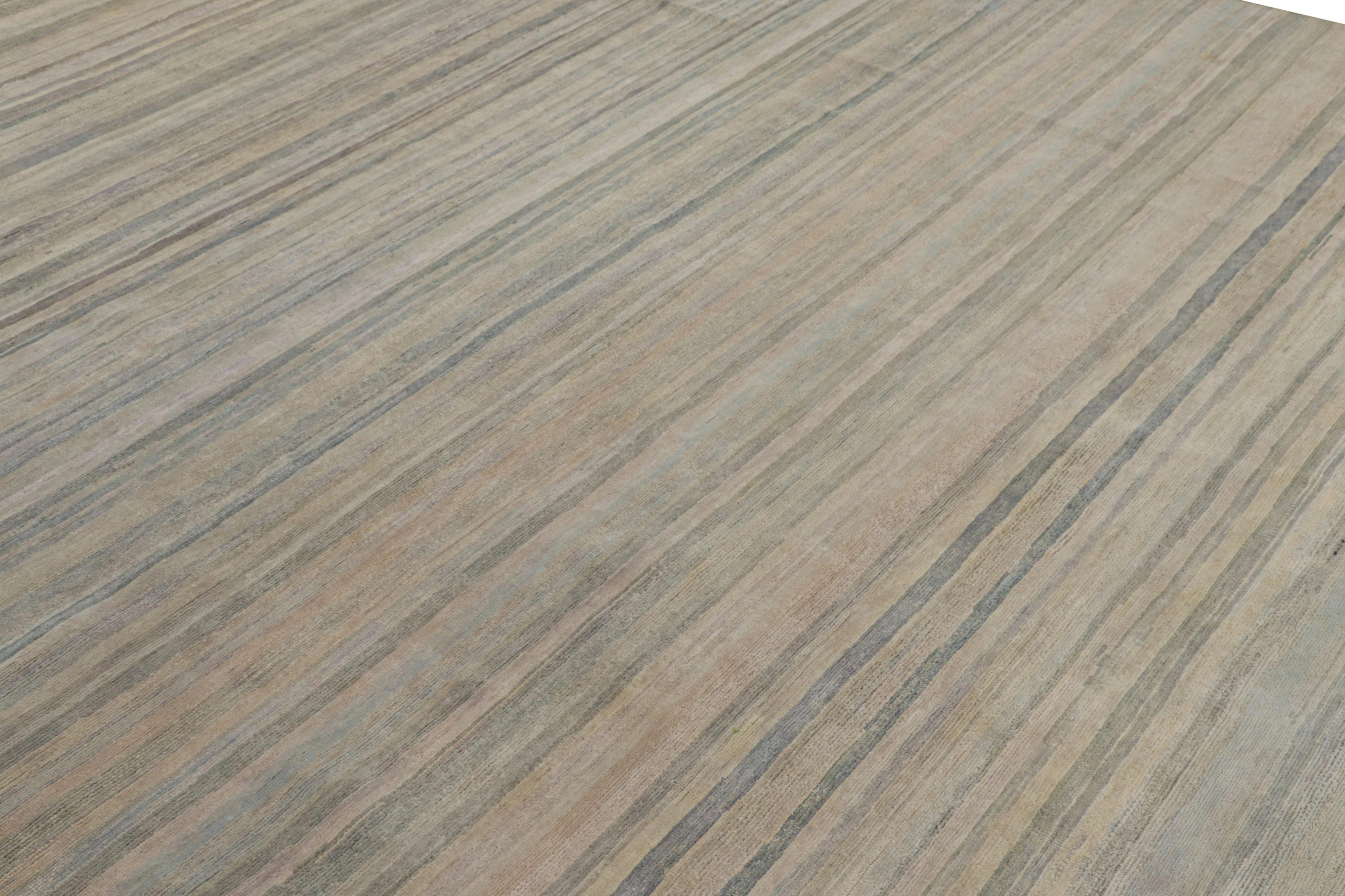 Moderno Rug & Kilim è un tappeto moderno a righe e strisce blu e grigio. in vendita