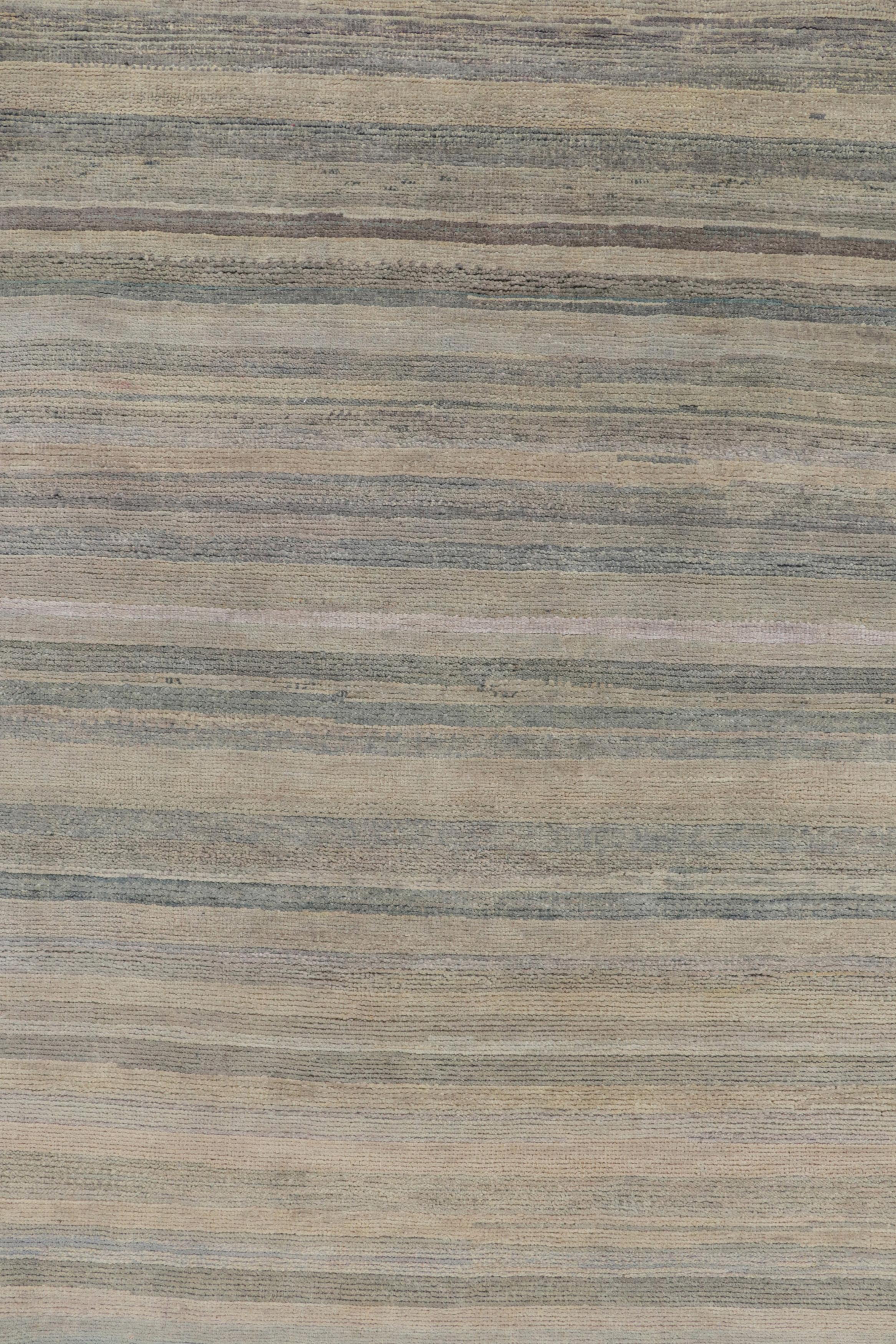Indiano Rug & Kilim è un tappeto moderno a righe e strisce blu e grigio. in vendita