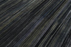 Rug & Kilim’s Modern Textural Rug in Grisaille Blue and Black Stripes and Striae