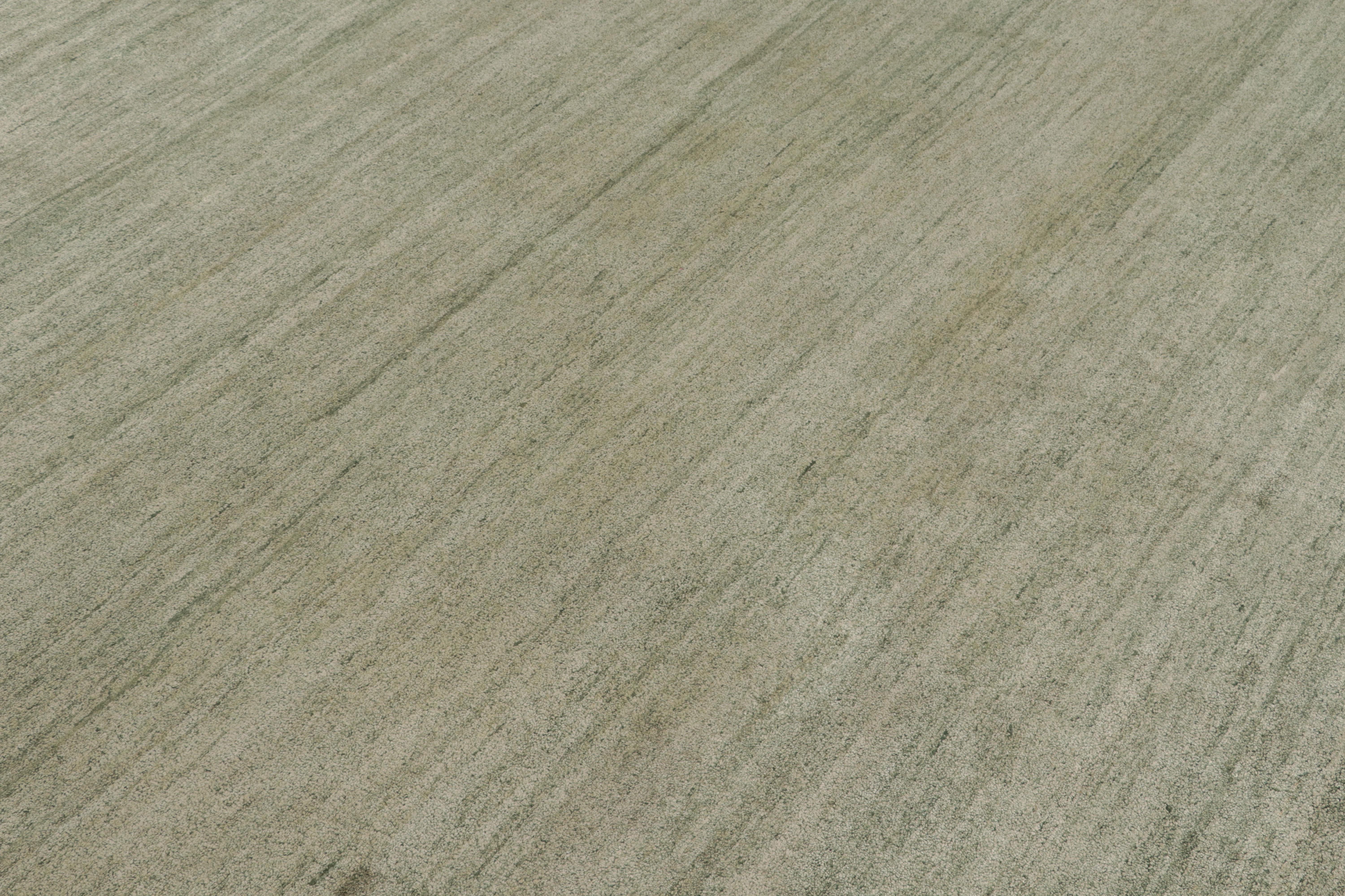 Alfombra de textura moderna Rug & Kilim en tonos verde claro y estrías Moderno en venta