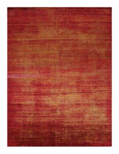 Rug & Kilim’s Modern Textural Rug in Red and Gold Tones and Striae