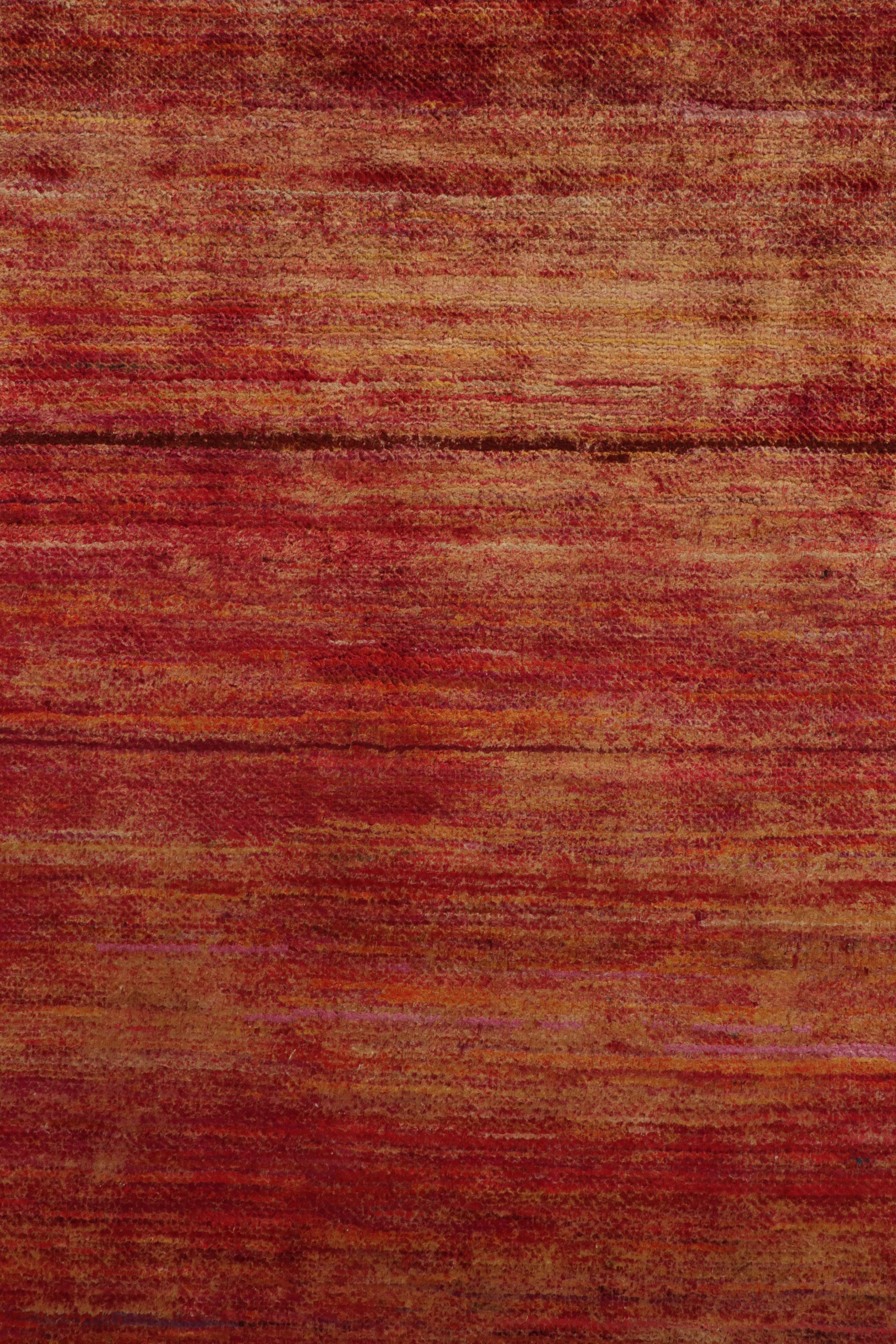 Rug & Kilim’s Modern Textural Rug in Red and Gold Tones and Striae