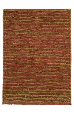 Rug & Kilim's Modern Textural Rug in Red and Green with Striped Design