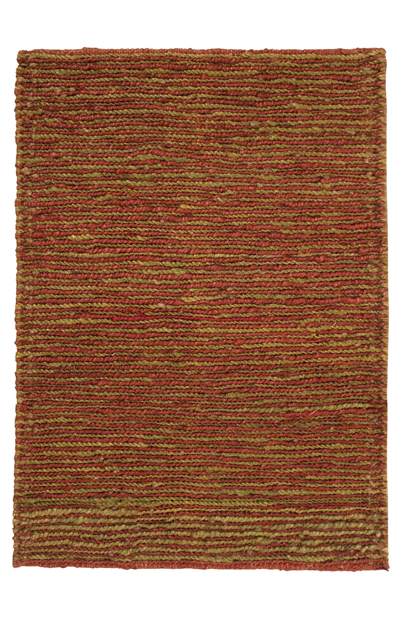Rug & Kilim's Modern Textural Rug in Red and Green with Striped Design For Sale