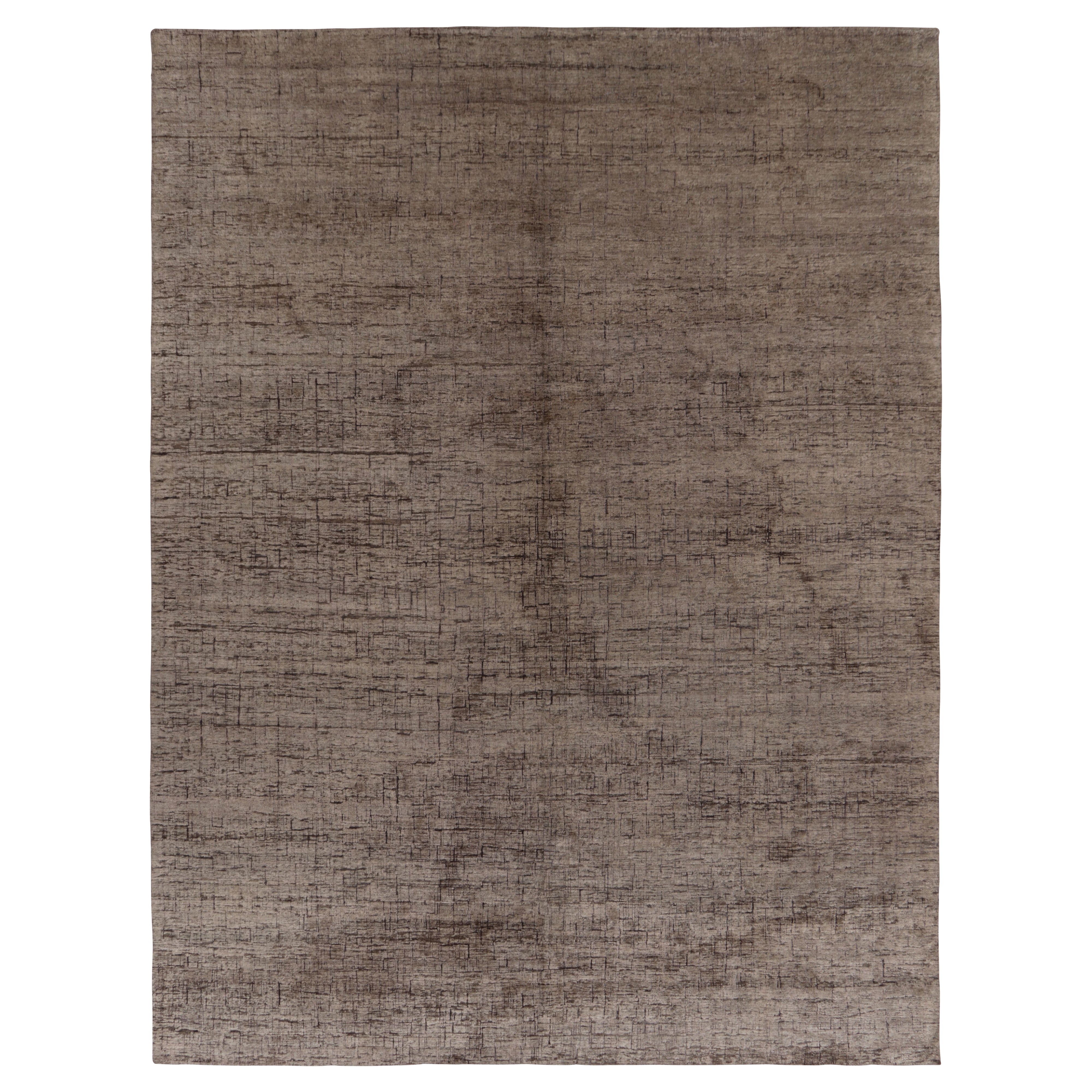 Rug 
Kilim’s Modern Textural Rug in Rich Brown Tones and Subtle Patterns in vendita