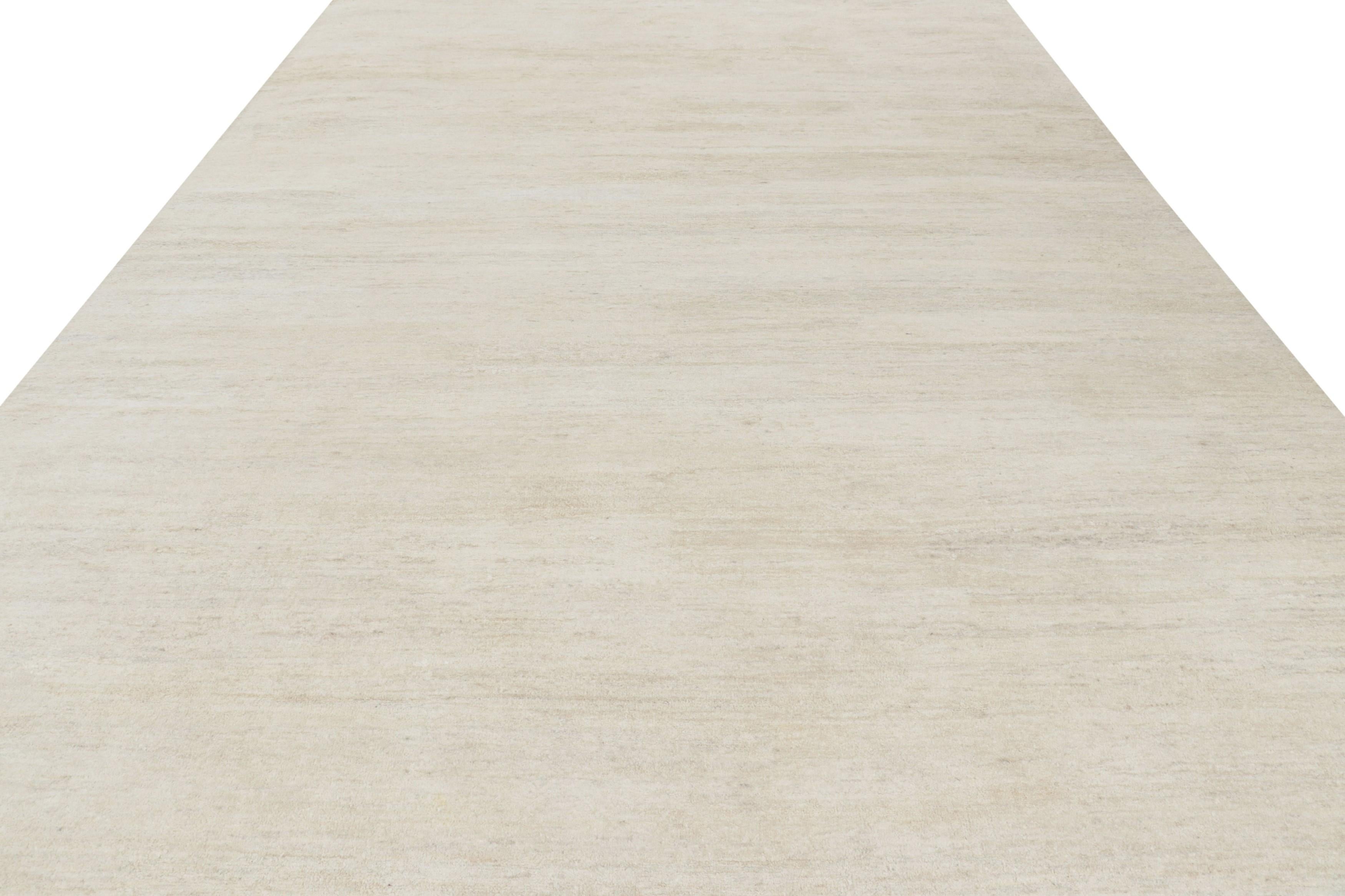 Annodato a mano Rug & Kilim - Tappeto moderno con texture in tinta unita crema in vendita