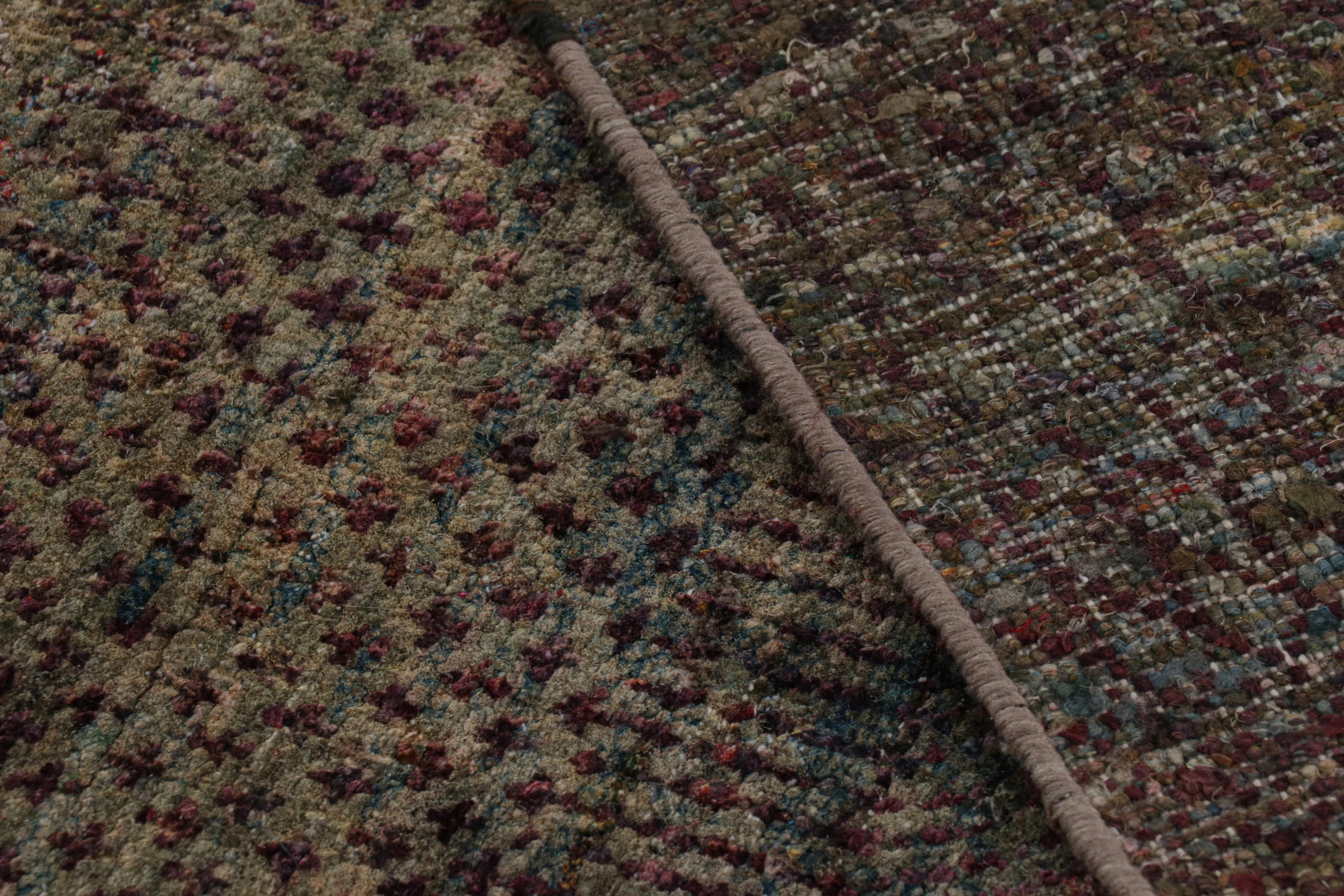 Rug & Kilim’s Modern Textural Rug in Tones of Plum and Green For Sale 1