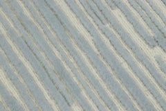 Rug & Kilim’s Modern Textural Rug, Ivory and Ice Blue Striped Design