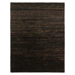 Tapis texturé moderne de Rug 
Kilim, rayures polychromes sur de riches tons noirs