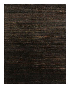 Rug & Kilim’s Modern Textural Rug, Polychromatic Striae on Rich Black Tones