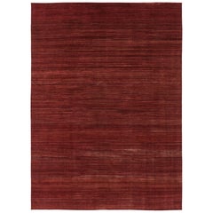 Rug 
Kilim’s Modern Textural Rug, Rich Burgundy Red Tone-on-Tone Striae