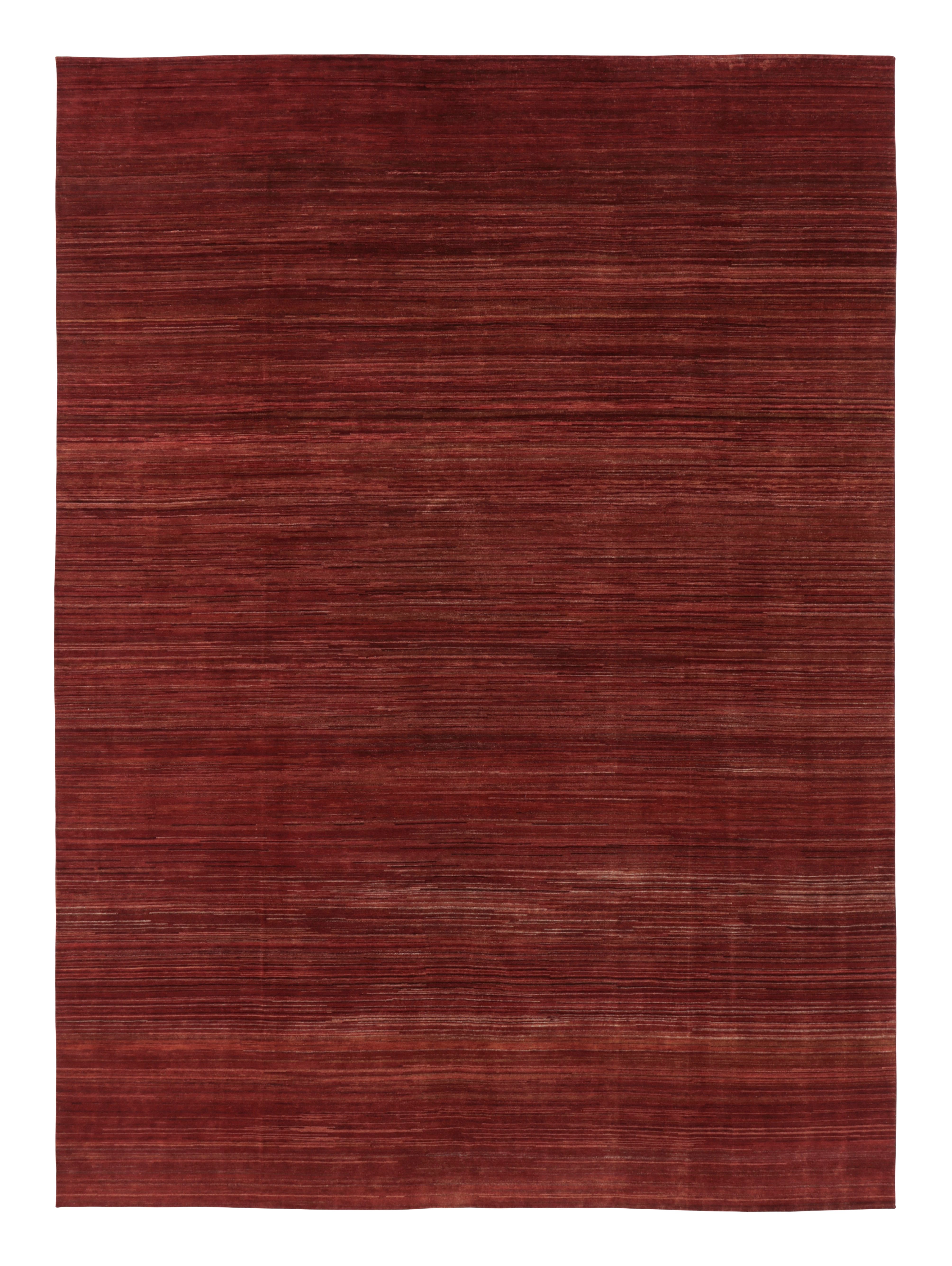 Rug 
Kilim’s Modern Textural Rug, Rich Burgundy Red Tone-on-Tone Striae