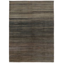 Rug 
Kilim’s Modern Textural Rug, Rich Charcoal and Beige Tone-on-Tone Striae