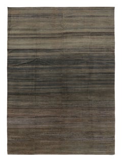Rug 
Kilim’s Modern Textural Rug, Rich Charcoal and Beige Tone-on-Tone Striae